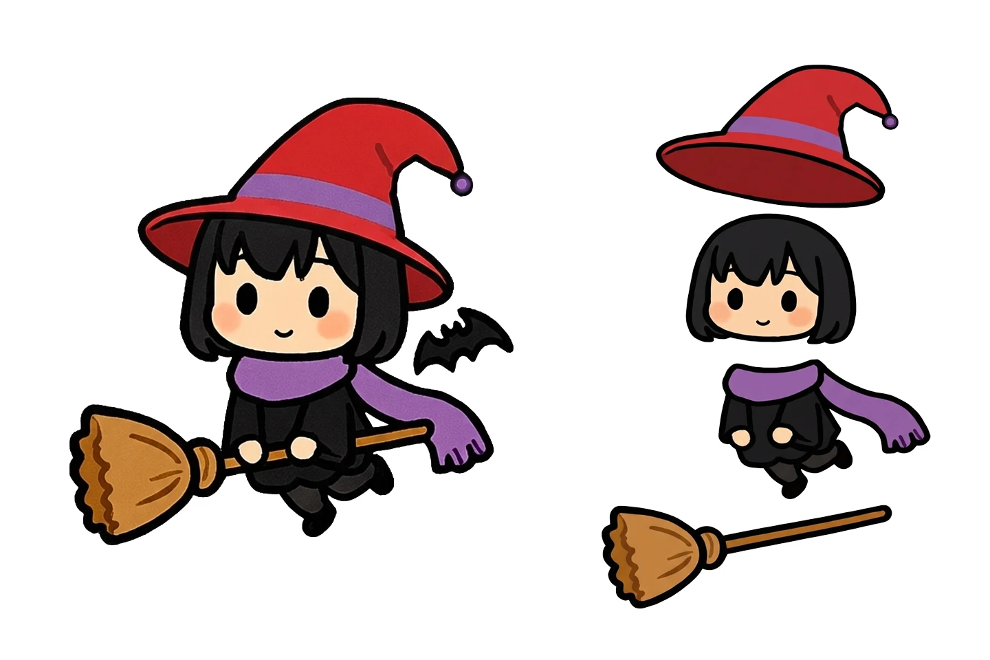 Layer Separation: Hat, head, body, broom.