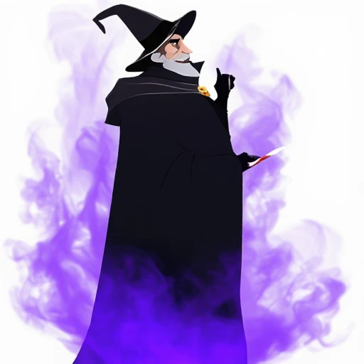 이미지 생성: 보라색 연기에 휩싸인 마법사