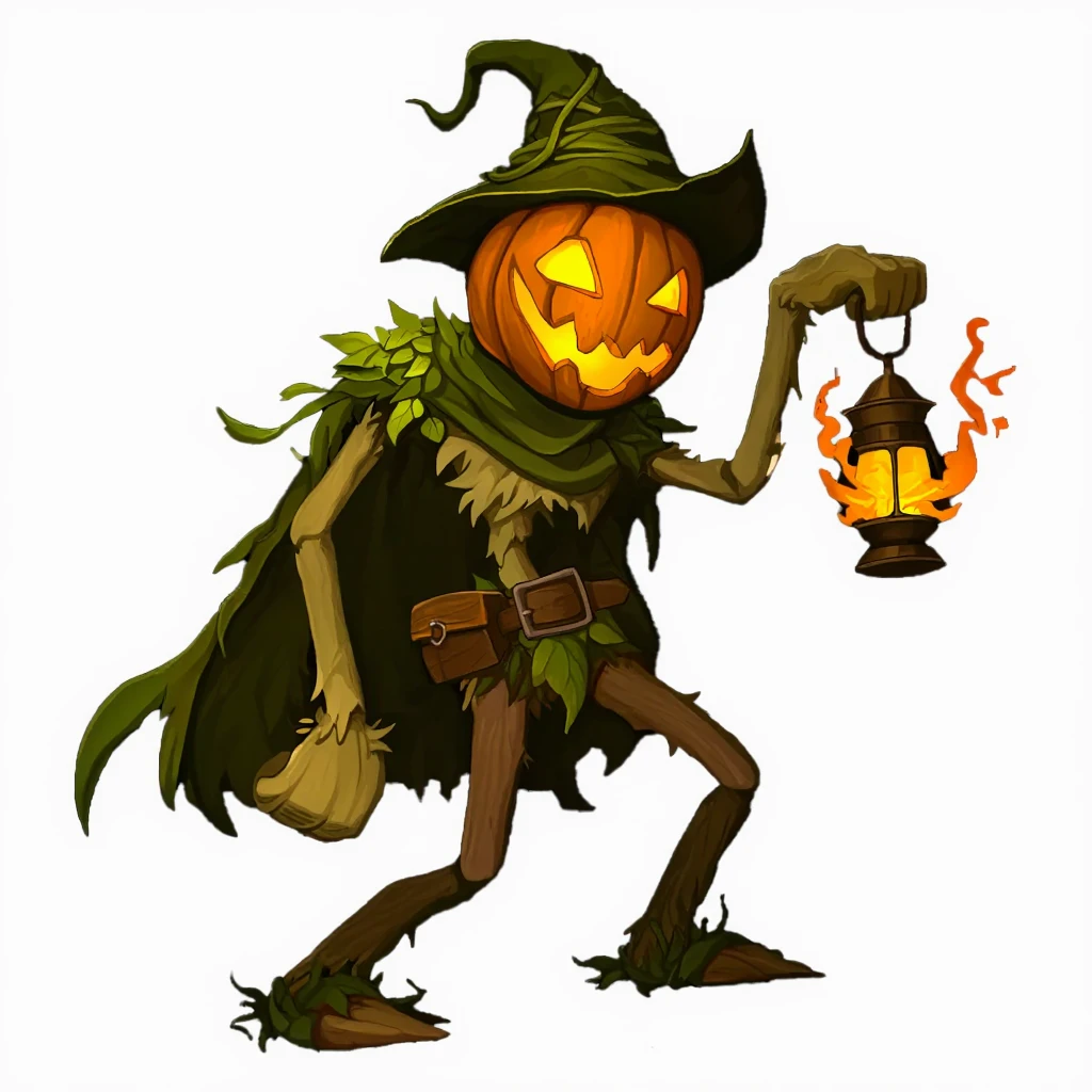 이미지 생성: 랜턴을 들고 호박의 얼굴을 한 허수아비