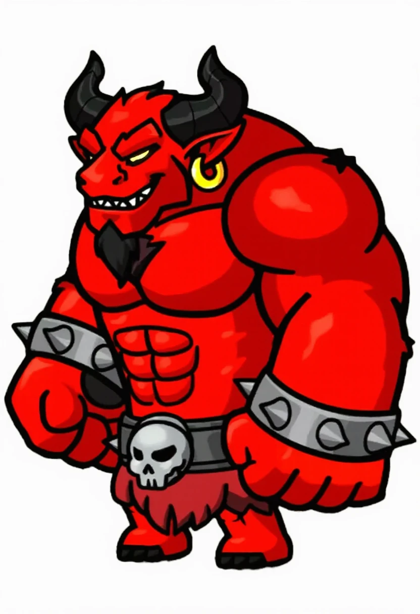 이미지 생성: 해골 벨트를 차고 있는 소를 닮은 악마