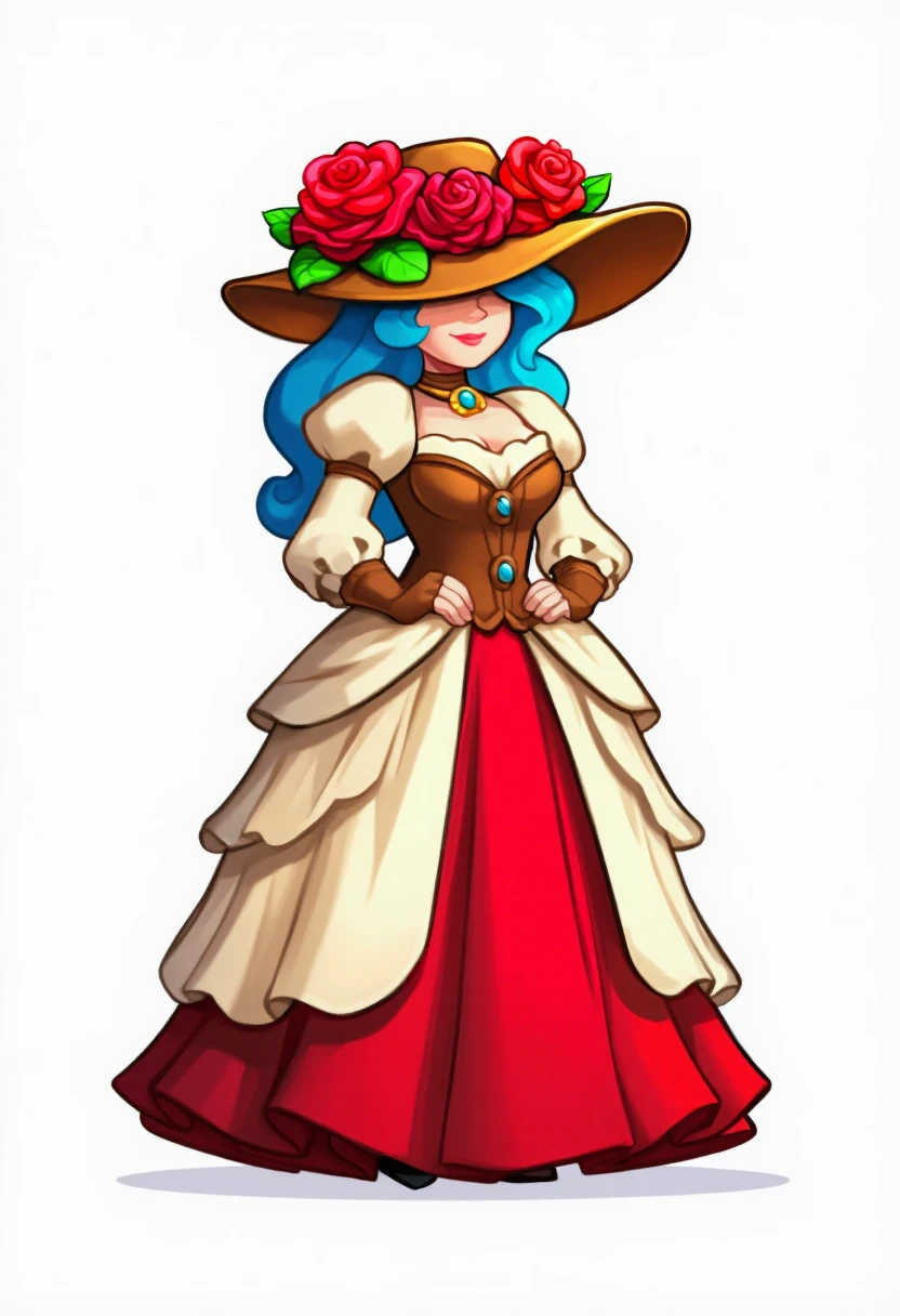 이미지 생성: 꽃이 달린 모자를 쓴 귀족 여성